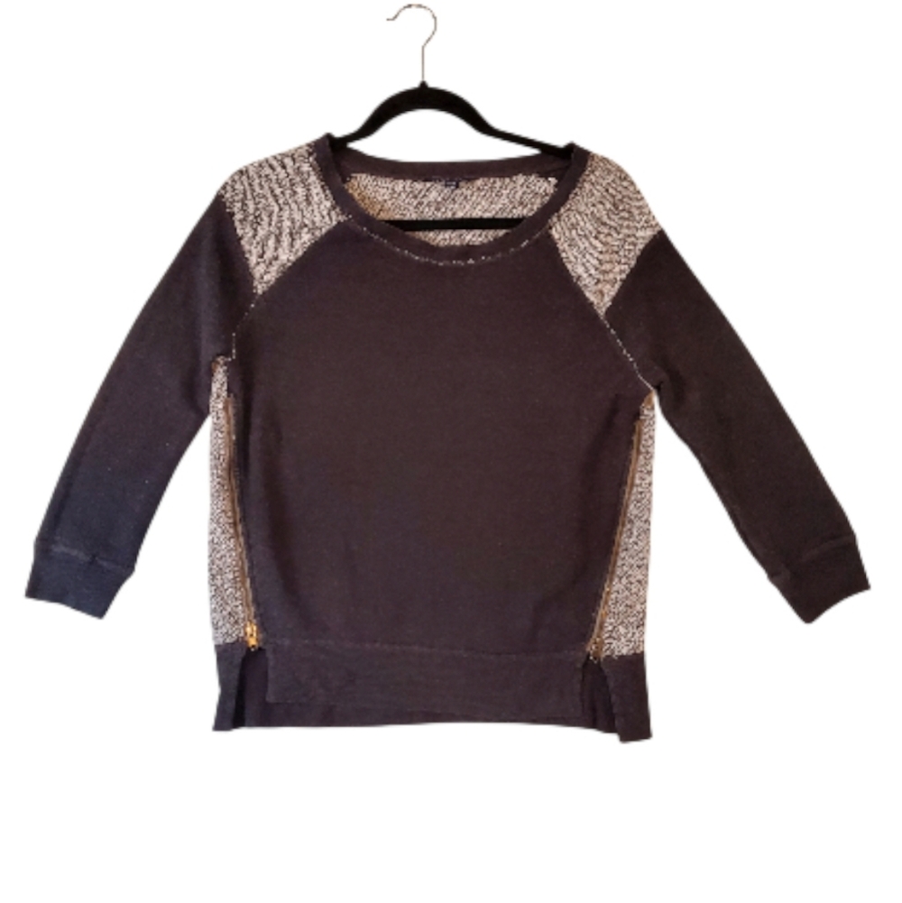 American Eagle Outfitters Gray‎ Knit Jersey Top Zipper Detail Size XS